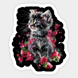 Cat Strawberry Surprises Sticker